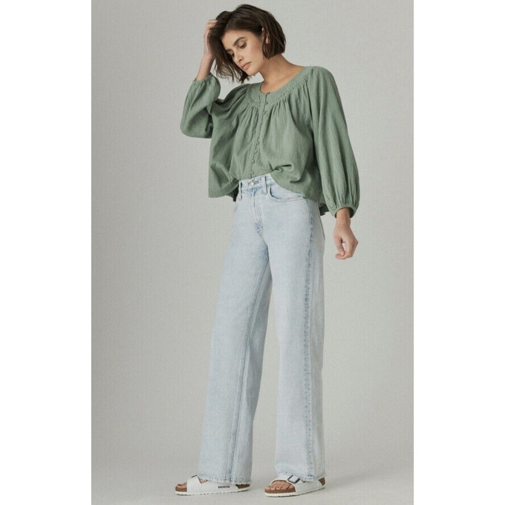 Lucky brand high rise crop wide leg trouser size 00/24 - Picture 2 of 9